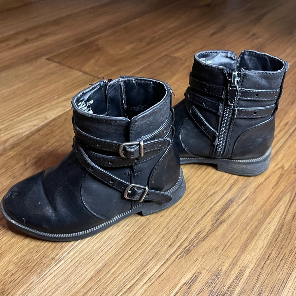 Black Ankle Boots with Buckle Straps